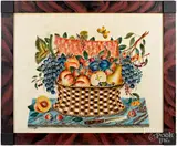 theorem of a basket of fruit by David Y. Ellinger, oil on velvet, sold Jan 2020