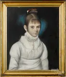 portrait of a young woman by Micah Williams, pastel, offered Jan 2020