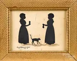 and cutwork silhouette of Eliza and Susan Welles by Auguste Edouart, watercolor, sold Jan 2020