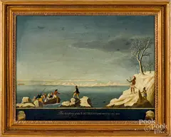 The Landing of the Fathers Plymouth Dec. 22 by Michele Felice Cornè, 1620, oil on canvas, sold Jan 2020