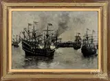 naval engagement Battle of San Juan by Carlton Chapman, oil on board, offered Jan 2020