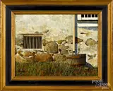 stone wall by Peter Sculthorpe, oil on canvas, sold Jan 2020