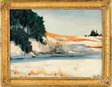 winter landscape by Richard Evett Bishop, oil on board, sold Jan 2020