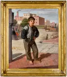 street urchin by William E. Winner, oil on canvas, sold Jan 2020