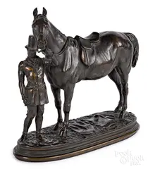 horse and handler by Alfred Barye, bronze, sold Jan 2020