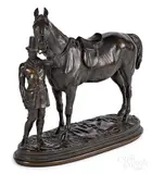 horse and handler by Alfred Barye, bronze, sold Jan 2020