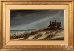 of a house on the shore by Ronald Reillo, oil on board, sold Dec 2019