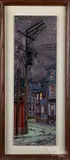 street scene by Cliff Satterthwaite, oil on board, offered Dec 2019