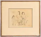 of figures by Jules Pascin, pencil and watercolor, sold Dec 2019