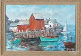harbor scene by Cesare Ricciardi, oil on canvas, sold Dec 2019