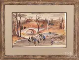 of ice skating figures by Louis Bosa, watercolor, sold Dec 2019