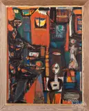 abstract by La Verne Fromberg, oil on canvas, sold Dec 2019