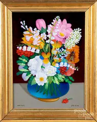 floral still life by Charles Jay, oil on board, sold Dec 2019