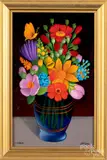 floral still life by Charles Jay, oil on board, sold Dec 2019