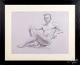 male nude of Wayne Standaloft by John Kelley, chalk, sold Dec 2019