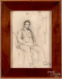 sketch of a seated gentleman by Bass Otis, pencil, sold Dec 2019