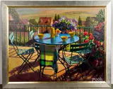 terrace view by William Michaut, oil on canvas, sold Nov 2019