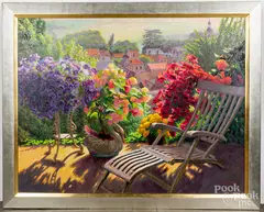 terrace view by William Michaut, oil on canvas, sold Nov 2019