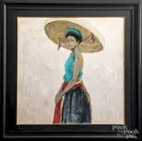 portrait of a peasant woman by Bui huu hung, oil on board, sold Nov 2019