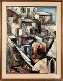titled Antorini-Griechenland by Leopold Reiser-Vaney, oil on canvas, sold Nov 2019