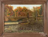 landscape with a bridge by Charles H. Ingraham, oil on canvas, sold Nov 2019