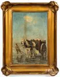 of a man with a horse and cart by Arie van Hattem, oil on panel, sold Nov 2019
