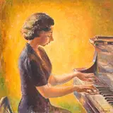 Portrait of Pianist Grace Castagnetta by Clara Klinghoffer, 1939, oil on canvas, sold Dec 2021