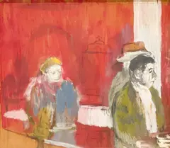Cafeteria by David Levine, gouache on paper, sold Dec 2021