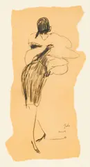 Norman Norell Fashion Drawing by Joe Eula, c.1960, charcoal on paper, sold Dec 2021