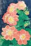 Pink Dahlias by Edna Boies Hopkins, c. 1912, woodcut print, sold Dec 2021