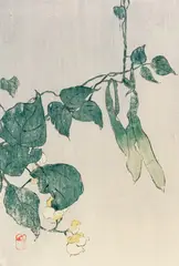 Pea Pods by Edna Boies Hopkins, c. 1906, woodcut print, sold Dec 2021