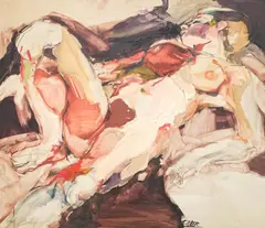 Nostalgic Odalisque by Robert Adler, 1962, oil on canvas, sold Dec 2021