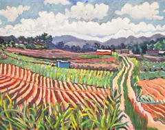 I Walk Between The Crops by Jorge Chacón, oil on canvas, sold Dec 2021