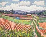 I Walk Between The Crops by Jorge Chacón, oil on canvas, sold Dec 2021