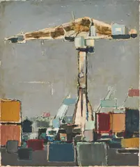 Untitled (Crane) by Benoît Gilsoul, oil on canvas, sold Dec 2021
