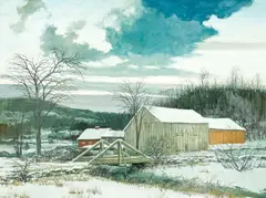 Winter Eve by Eric Sloane, oil on masonite, sold Dec 2021