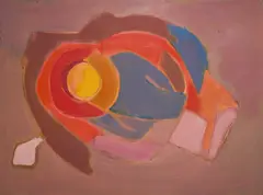 Untitled (warm composition) by Benoît Gilsoul, oil on paper, sold Dec 2021