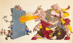 No Asbestos by Arthur Szyk, 1943, gouache, sold Dec 2021