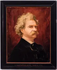 Mark Twain Advertising Chromolithograph, Santaella frame by Ignace Spiridon, print, sold Oct 2018