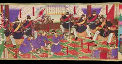 Scroll of Woodblock Prints Incl. Utagawa School & Orihon Birds & Flowers Book by Utagawa Kunisada II, woodblock print, sold Jul 2025