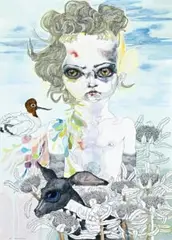 Boy #1 by Del Kathryn Barton, 2004, synthetic polymer paint, gouache, watercolour and ink on canvas, sold Sep 2010