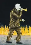 Painting (Man And Fire) by Peter Booth, 1998, oil on canvas, offered Sep 2010