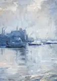 The Thames, London by Dora Meeson, oil on canvas on board, sold Sep 2010