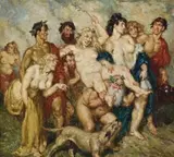 Silenus Finds A Companion by Norman Lindsay, c.1940, oil on canvas, offered Sep 2010