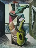 Guitarists by Loudon Sainthill, c.1942, oil on board, sold Sep 2010