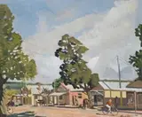 Girl On A Bike, Cudal, Near Orange, New South Wales by Herbert Badham, 1945, oil on pulpboard, offered Sep 2010