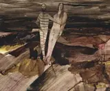 Convict And Mrs Fraser by Sidney Nolan, fabric dye on paper on composition board, sold Sep 2010