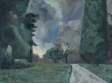 Fitzroy Gardens by Rick Amor, 1993, gouache on paper, sold Sep 2010