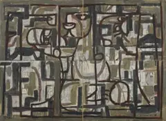 Gethsemane by Ian Fairweather, 1958, gouache on four sheets of cardboard on hardboard, sold Nov 2010