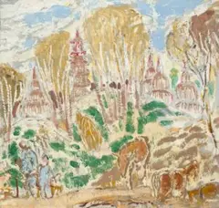 Tombs In Peking by Ian Fairweather, 1936, oil on compressed card, sold Nov 2010